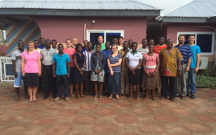 Our Atebubu Missions Team – Pastor Kim Hayes, my dad (Carla, Joy, and Mat from Crown College) and the Techiman churches pastoral staff with youth.