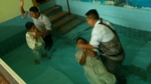 J. Frank Norris once said:  "Every problem in the local church can be solved in the baptistry."  In Tlapa we baptize them two at a time.
