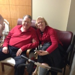 Mike and Becky with her scooter while being released from the hospital. 